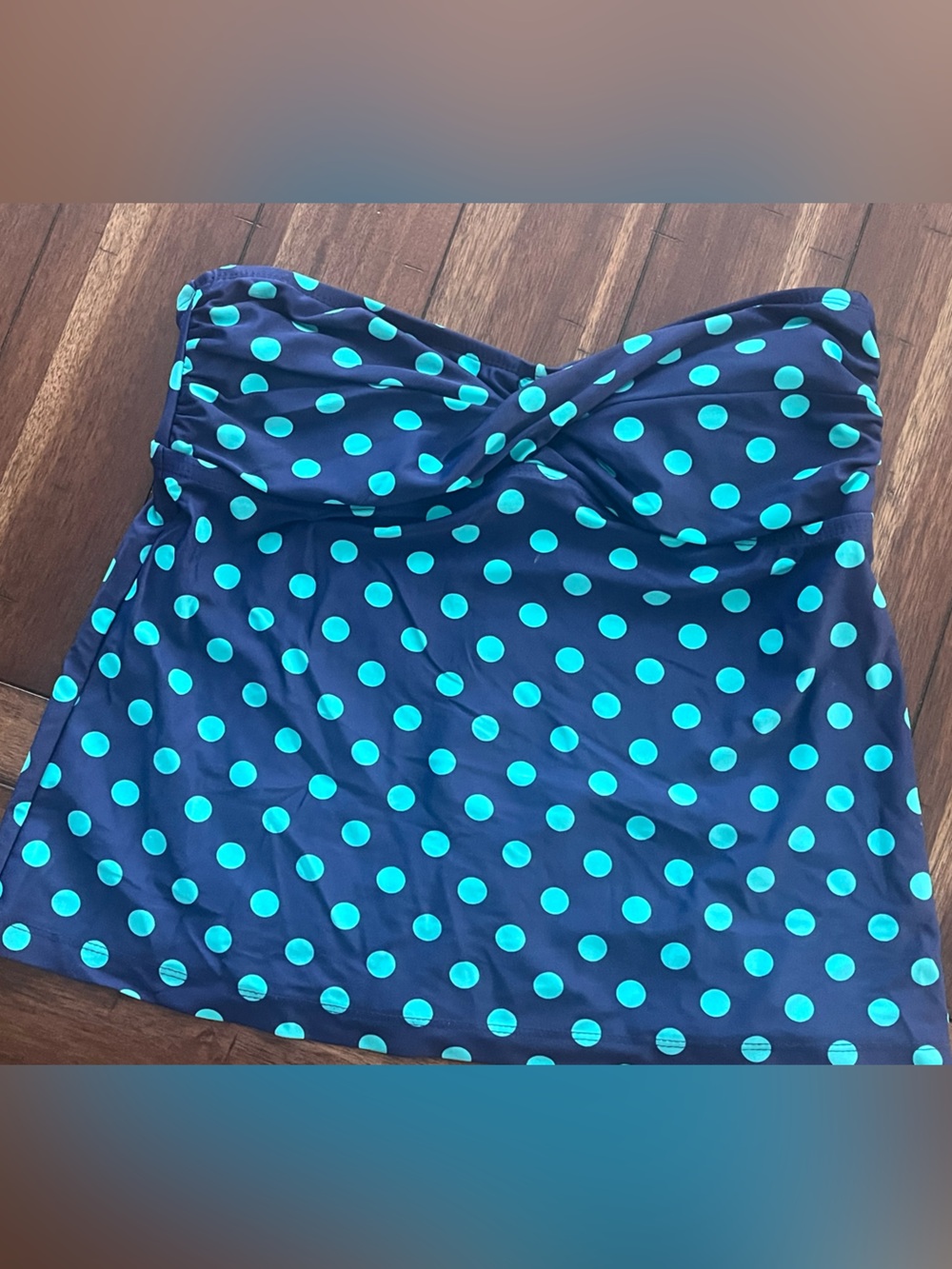 Mossimo Supply Co. Navy Strapless Swim Dress with Turquoise Polka Dots